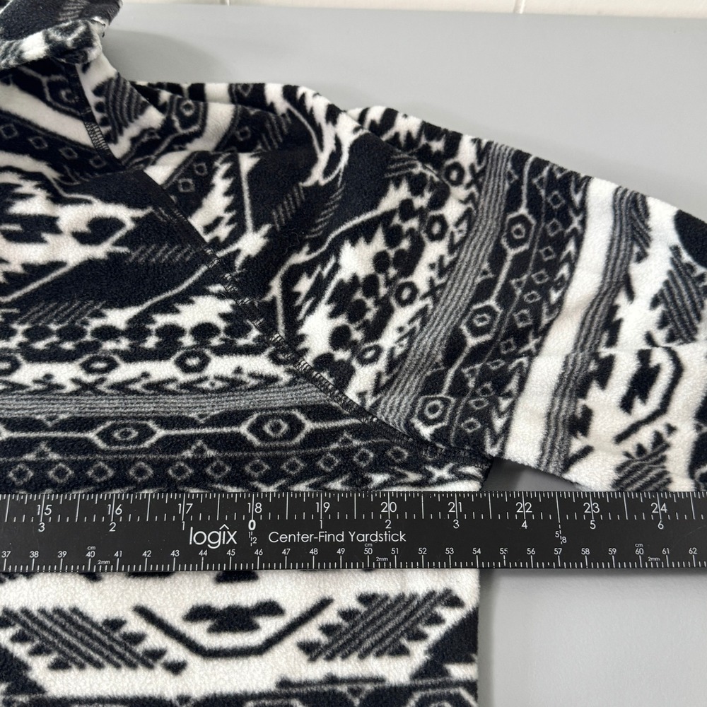 Eddie Bauer Womens Large Fleece Pullover Aztec Southwestern Black White Top - Picture 7 of 9